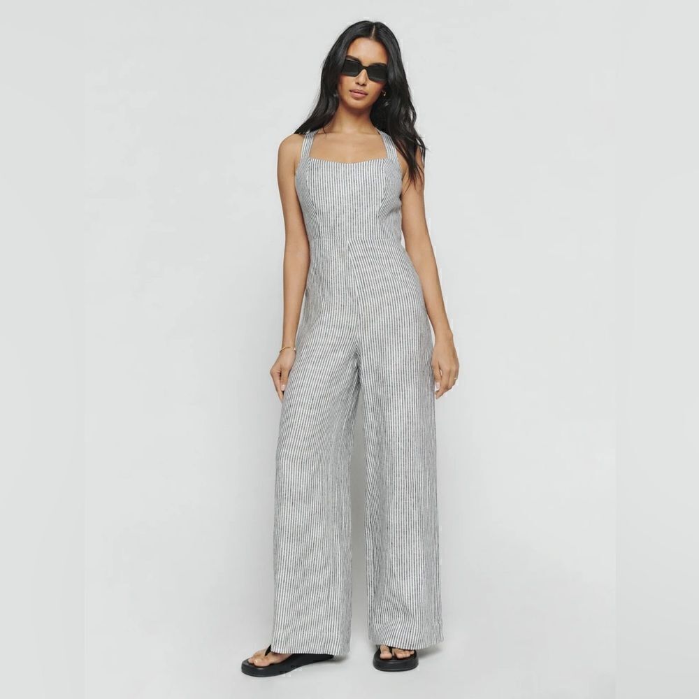 Reformation Autumn Linen Jumpsuit size 6 Vineyard - Picture 1 of 9
